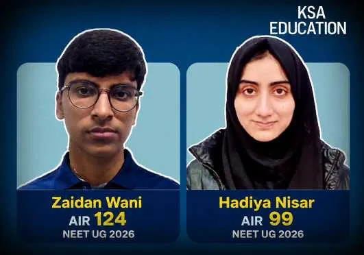 J&K NEET UG 2026 Toppers: Hadiya AIR 99, Zaidan AIR 124