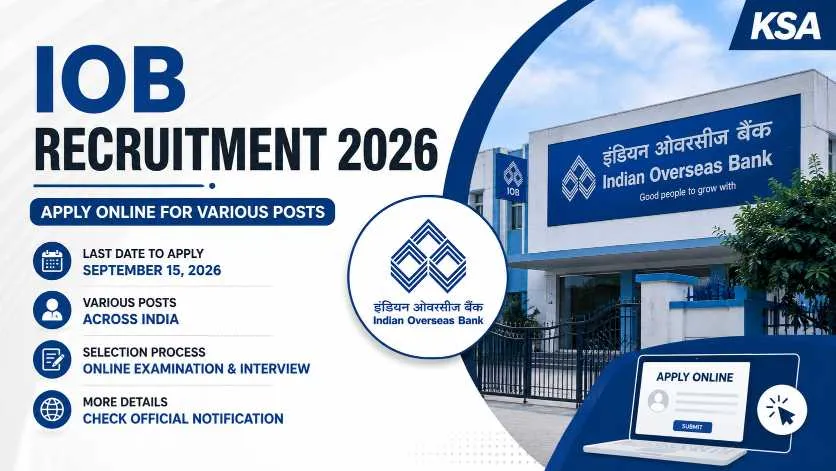 IOB Recruitment 2026: Online Applications Open, Check Eligibility, Exam Pattern & Fee