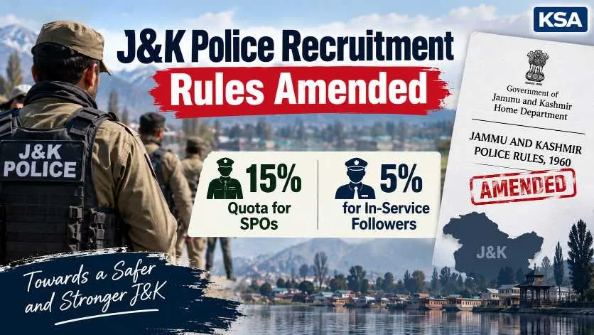 J&K Police Recruitment Rules Amended: 15% Quota for SPOs, 5% for In-Service Followers