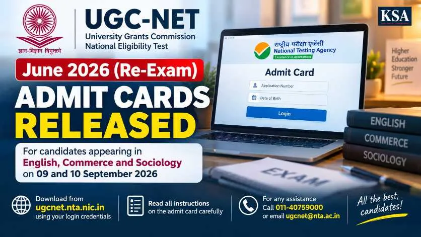 UGC-NET June 2026 Re-Exam Admit Cards Released for English, Commerce and Sociology